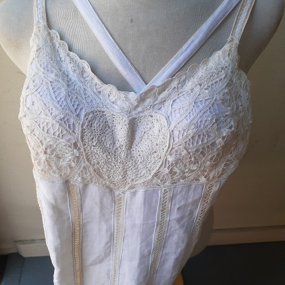COPY💃BOHO WEDDING NWT Sue Wong White Lace Strappy Dress Crochet HEART Applique - Picture 3 of 17